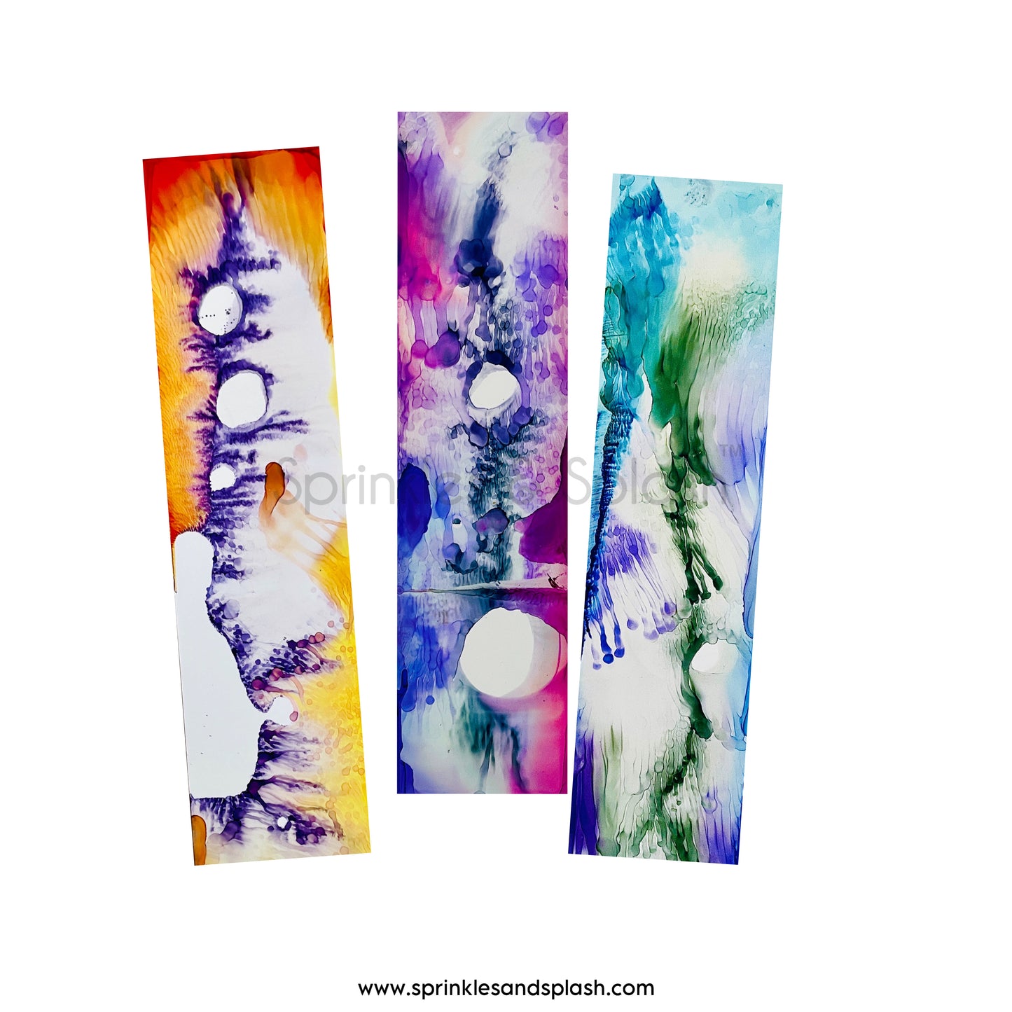 Fluid Ink Art Bookmarks (Set of 3) - 7x2 Inch Laminated Prints