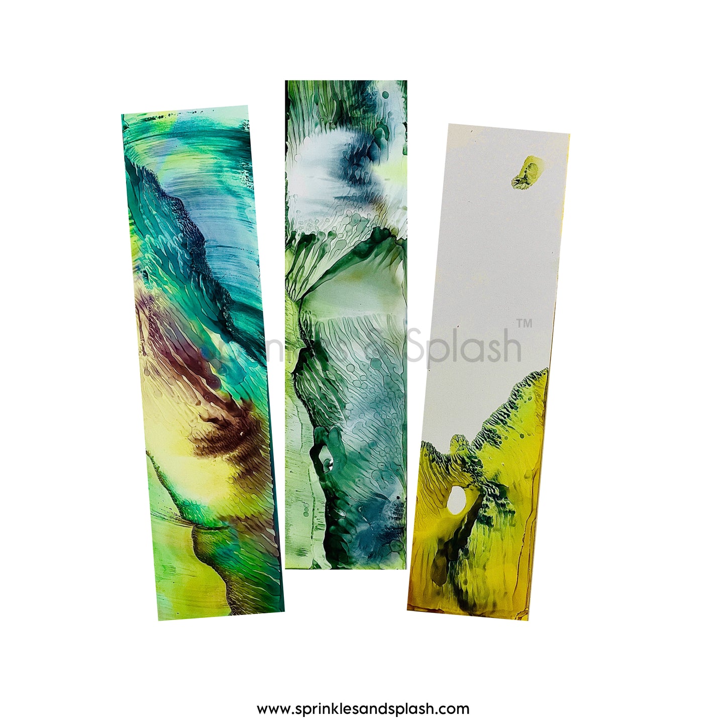 Fluid Ink Art Bookmarks (Set of 3) - 7x2 Inch Laminated Prints